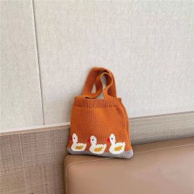 Children's Knitted Shoulder Bag Cartoon Bag (Option: Orange-19CMx20CM)
