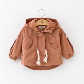 Children's European And American Solid Color Trench Coat (Option: Brick red-110cm)