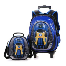 The New Men's Detachable Trolley Schoolbag Reduces The Burden (Option: Blue 2round plus small bag)