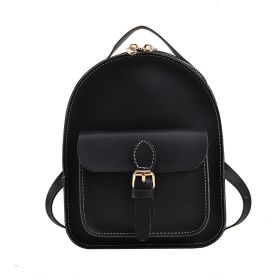 Kid's Small Schoolbag Girl's Out PU Backpack (Color: Black)