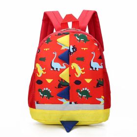 Cartoon Dinosaur Children Bag Kindergarten Children School Bag (Color: Red)