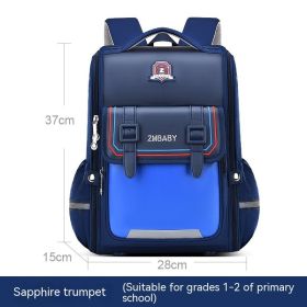 One-piece Open Spine Protection Children's Schoolbag Lightweight (Option: Blue Small Size)
