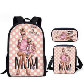 Three-piece printed student backpack diagonal bag (Option: 3Style)