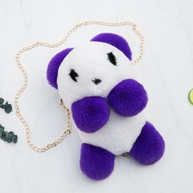 Panda plush diagonal bag (Color: Purple)