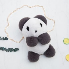 Panda plush diagonal bag (Color: Dark grey)
