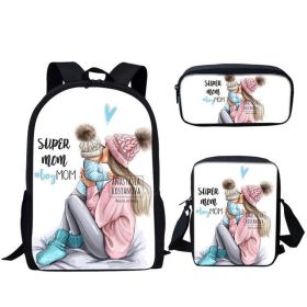 Three-piece printed student backpack diagonal bag (Option: 2Style)