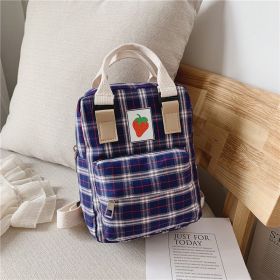 Fashion Mini cartoon checked children's backpack (Color: Navy Blue)