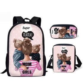 Three-piece printed student backpack diagonal bag (Option: 5Style)