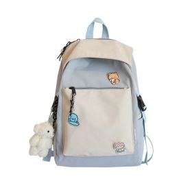 Schoolbag Female New Korean Version Of The Trend Of College Style Ins Girl Backpack Japanese Junior High School Student Backpack (Color: Blue)