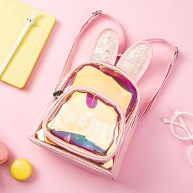 Summer New Spot Kindergarten School Bag Colorful Transparent Laser Cute Cartoon Rabbit Children Backpack (Option: Long eared Bunny-18x10x20cm)