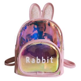 Summer New Spot Kindergarten School Bag Colorful Transparent Laser Cute Cartoon Rabbit Children Backpack (Option: Long eared Bunny-23x11x24cm)