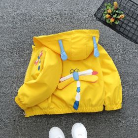 Kids' Fashion Hooded Zip Jacket (Option: Dragonfly coat yellow-90cm)