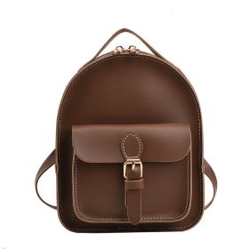 Kid's Small Schoolbag Girl's Out PU Backpack (Color: Brown)