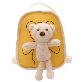 Cute Bear Doll Mini Canvas Kindergarten Backpack (Color: Yellow)