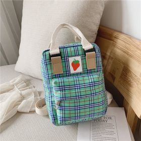Fashion Mini cartoon checked children's backpack (Color: Green)
