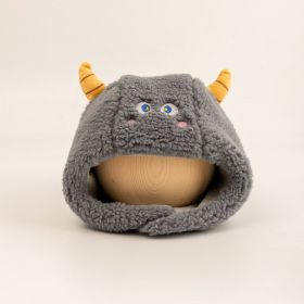 Baby Ushanka Windproof Thickening Warm Ear Protection Fleece-lined (Option: Plush Cow Gray-Age 3 Months)