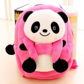 Cartoon panda plush children's school bag (Option: Rose Red-35ccm)