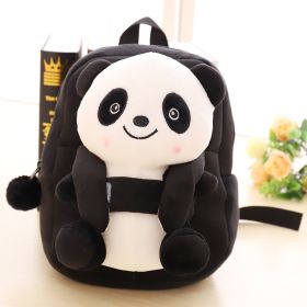 Cartoon panda plush children's school bag (Option: Black-23cm)