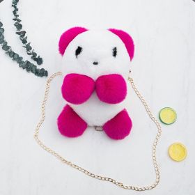 Panda plush diagonal bag (Color: Pink)