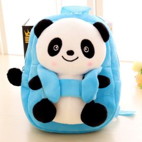 Cartoon panda plush children's school bag (Option: Blue-35ccm)
