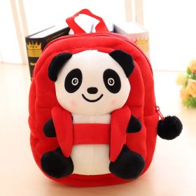 Cartoon panda plush children's school bag (Option: Red-23cm)