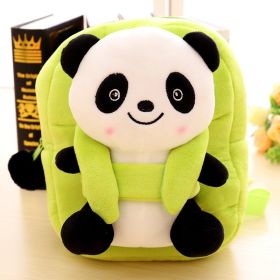 Cartoon panda plush children's school bag (Option: Green-35ccm)