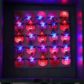 Halloween props gift glowing ring pumpkin lantern (Option: 25 Witch Pumpkin Brooches)