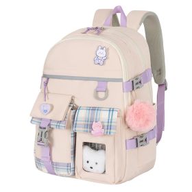 Cartoon Cute And Lightweight Burden-reducing Student Schoolbag (Option: Beige Hairy Ball)