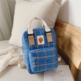 Fashion Mini cartoon checked children's backpack (Color: Blue)
