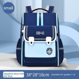 Primary School Student Schoolbag Female Lightweight Burden Alleviation Spine Protection (Option: Blue With Sky Blue S)