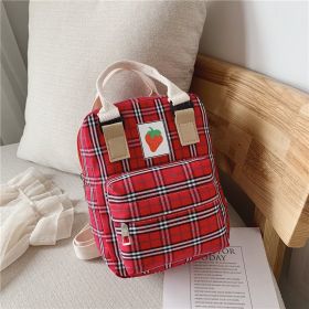 Fashion Mini cartoon checked children's backpack (Color: Red)