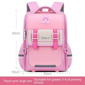 One-piece Open Spine Protection Children's Schoolbag Lightweight (Option: Pink Large Sized)