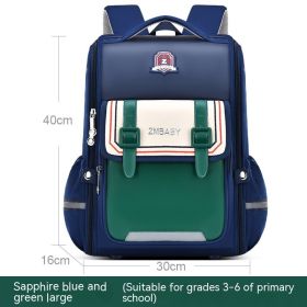 One-piece Open Spine Protection Children's Schoolbag Lightweight (Option: Green Plus Size)
