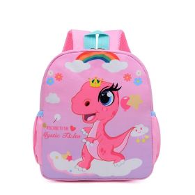 Kindergarten Men's And Women's Burden Reduction Decompression Anti-lost Fashion All-match School Bag Cartoon Student Schoolbag Wholesale (Option: Pink Dinosaur)