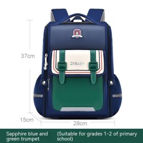 One-piece Open Spine Protection Children's Schoolbag Lightweight (Option: Green Small)