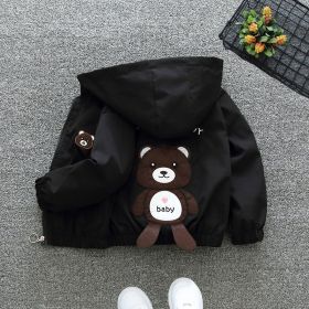 Kids' Fashion Hooded Zip Jacket (Option: Baby bear coat black-90cm)