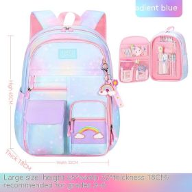 Side Opening Cute Relieve Pressure Children's Backpack (Option: Gradient Blue Large)