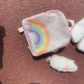 Through-bright Piece Rainbow Schoolbag Backpack For Kindergarten Children (Color: White)