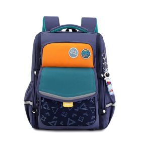 Fashion New Cartoon Student Backpack (Option: Dark Blue Matched With Green)