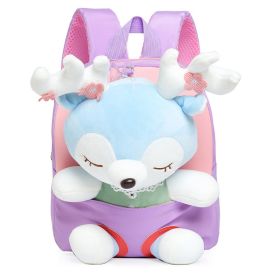 Cartoon Plush Split Elk Cute Children's Small Backpack (Color: Purple)