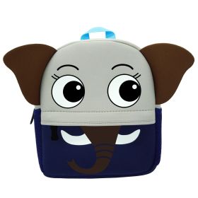 Children's Diving School Bag Cartoon Cute Animal Print Backpack (Option: Dark blue elephant)
