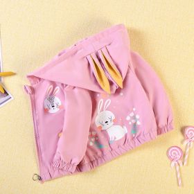 Kids' Fashion Hooded Zip Jacket (Option: Rabbit coat pink-120cm)