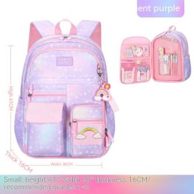 Side Opening Cute Relieve Pressure Children's Backpack (Option: Gradient S Size In Purple)