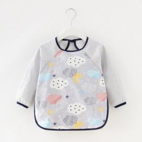 Baby Dinner Coverall Bib Spring And Autumn Long Sleeve Apron (Option: Gray Long Sleeves Cloud-110cm)
