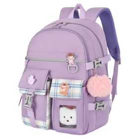 Cartoon Cute And Lightweight Burden-reducing Student Schoolbag (Option: Purple Tuition Bag Hairy Ball)