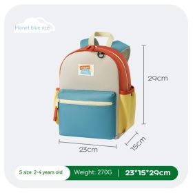 Kindergarten Backpack Children And Boys Super Light (Option: Blue Beige S)