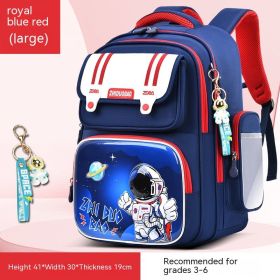 Astronaut Backpack For Elementary School Students, Super Light Weight Reduction And Spine Protection (Option: Royal Blue Red-Large)