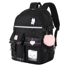 Cartoon Cute And Lightweight Burden-reducing Student Schoolbag (Option: Black Hairy Ball)