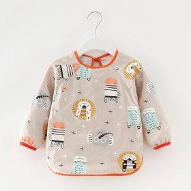 Baby Dinner Coverall Bib Spring And Autumn Long Sleeve Apron (Option: Brown Lion Long Sleeve-100cm)