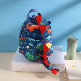 Children's Anti-lost Cartoon Dinosaur School Bag Kindergarten Backpack (Option: Blue-3to6 years)